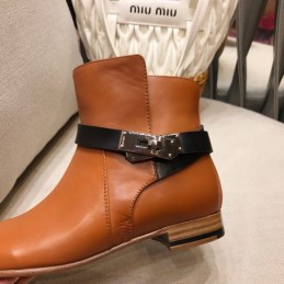 Replica Hermes Brown Cuff Ankle Boot