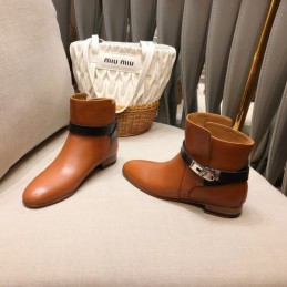 Replica Hermes Brown Cuff Ankle Boot