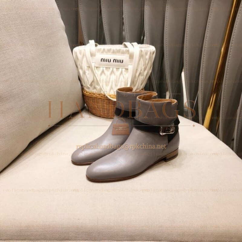 Replica Hermes Gray Cuff Ankle Boot