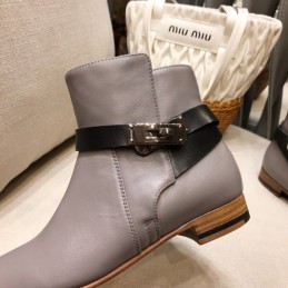 Replica Hermes Gray Cuff Ankle Boot