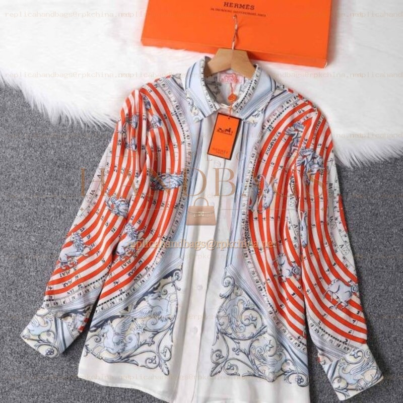 Replica Hermes Orange Scarf Print Hooded Shirt