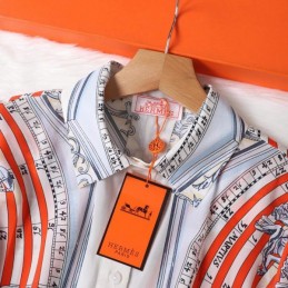 Replica Hermes Orange Scarf Print Hooded Shirt