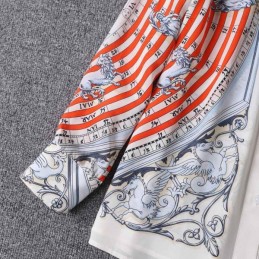 Replica Hermes Orange Scarf Print Hooded Shirt