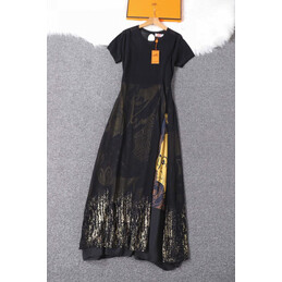 Replica Hermes Black Lace Panel Sleeveless Dress