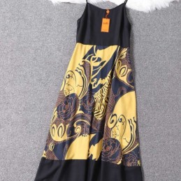 Replica Hermes Black Lace Panel Sleeveless Dress
