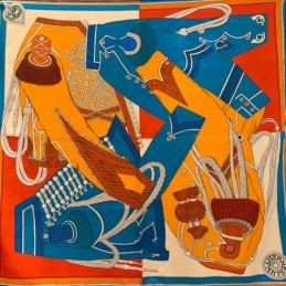 Replica Hermes Turquoise Equestrian 90cm Silk Scarf