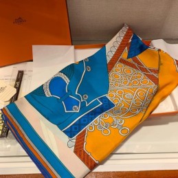 Replica Hermes Turquoise Equestrian 90cm Silk Scarf