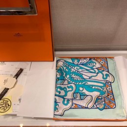 Replica Hermes Pink and Teal Floral 90cm Silk Scarf