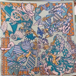 Replica Hermes Pink and Teal Floral 90cm Silk Scarf