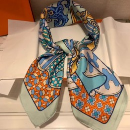 Replica Hermes Pink and Teal Floral 90cm Silk Scarf