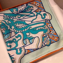 Replica Hermes Pink and Teal Floral 90cm Silk Scarf