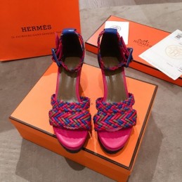 Replica Hermes Pink Multicolor Strap Sandal