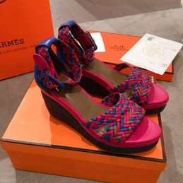 Replica Hermes Pink Multicolor Strap Sandal