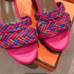Replica Hermes Pink Multicolor Strap Sandal