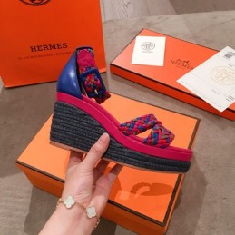 Replica Hermes Pink Multicolor Strap Sandal