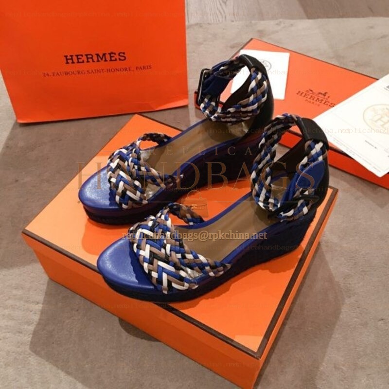 Replica Hermes Navy Multicolor Strap Sandal
