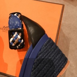 Replica Hermes Navy Multicolor Strap Sandal
