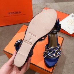 Replica Hermes Navy Multicolor Strap Sandal