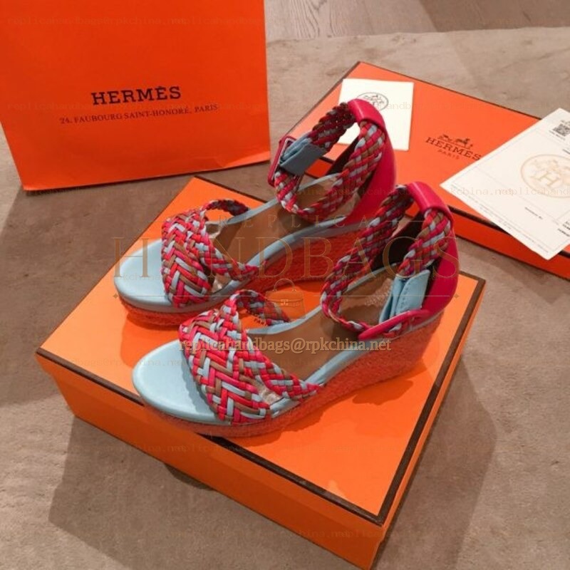 Replica Hermes Red Multicolor Strap Sandal