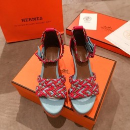 Replica Hermes Red Multicolor Strap Sandal