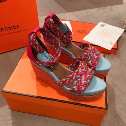 Replica Hermes Red Multicolor Strap Sandal
