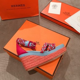Replica Hermes Red Multicolor Strap Sandal