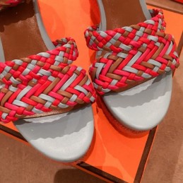 Replica Hermes Red Multicolor Strap Sandal