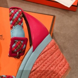 Replica Hermes Red Multicolor Strap Sandal