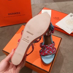 Replica Hermes Red Multicolor Strap Sandal