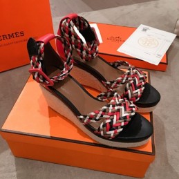 Replica Hermes Black Multicolor Strap Sandal