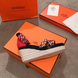Replica Hermes Black Multicolor Strap Sandal