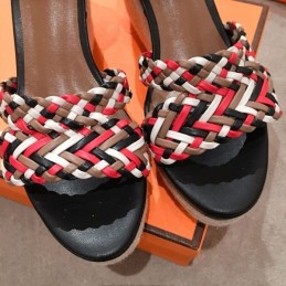 Replica Hermes Black Multicolor Strap Sandal