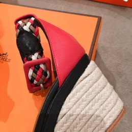 Replica Hermes Black Multicolor Strap Sandal