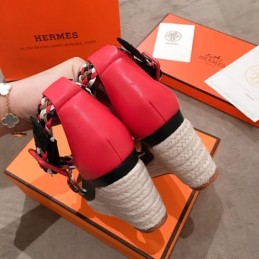 Replica Hermes Black Multicolor Strap Sandal