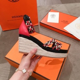 Replica Hermes Black Multicolor Strap Sandal