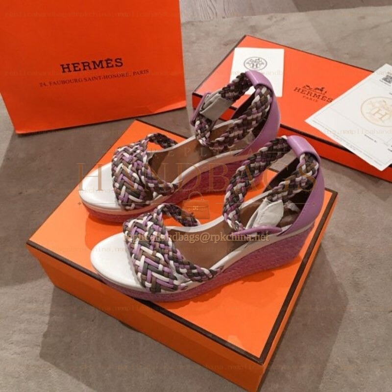 Replica Hermes Beige Multicolor Strap Sandal