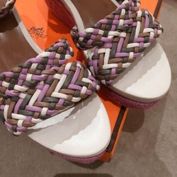 Replica Hermes Beige Multicolor Strap Sandal