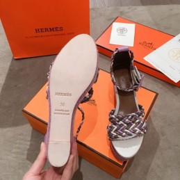 Replica Hermes Beige Multicolor Strap Sandal