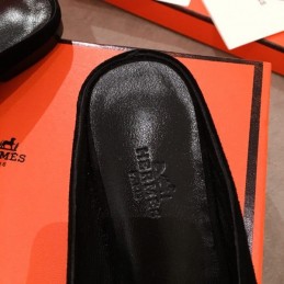 Replica Hermes Black Suede H Buckle Loafer