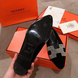 Replica Hermes Black Suede H Buckle Loafer