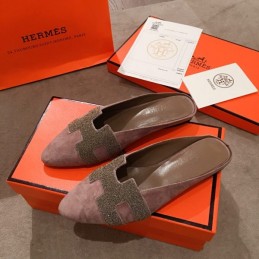 Replica Hermes Gray Suede H Buckle Loafer