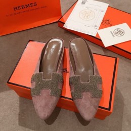 Replica Hermes Gray Suede H Buckle Loafer