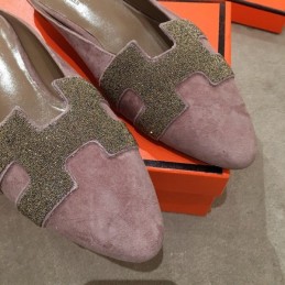 Replica Hermes Gray Suede H Buckle Loafer