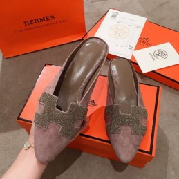 Replica Hermes Gray Suede H Buckle Loafer