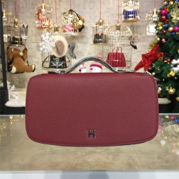 Replica Hermes Burgundy H Leather Wallet