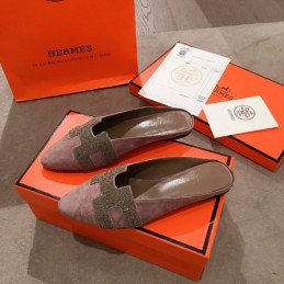 Replica Hermes Gray Suede H Buckle Loafer