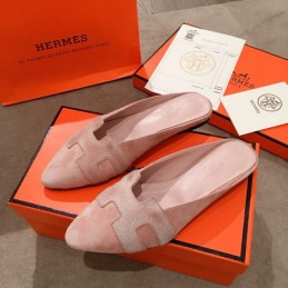 Replica Hermes Pink Suede H Buckle Loafer