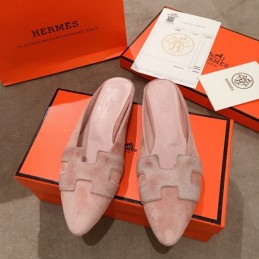 Replica Hermes Pink Suede H Buckle Loafer