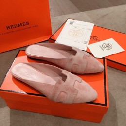 Replica Hermes Pink Suede H Buckle Loafer