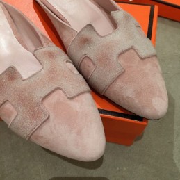 Replica Hermes Pink Suede H Buckle Loafer